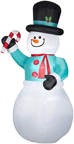 Gemmy Hóember a Candycane Karácsonyi Felfújható Színes Szövet 71.65X64.17X144.09-ban.