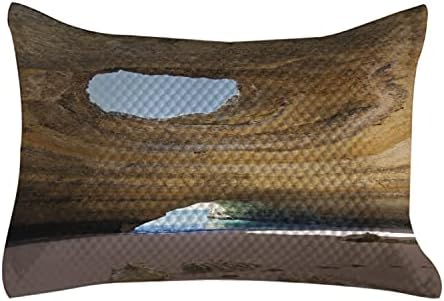 Ambesonne Barlang Steppelt Pillowcover, Tengeri Barlang Benagil Algarve Portugália Idilli Homokos, Sziklás