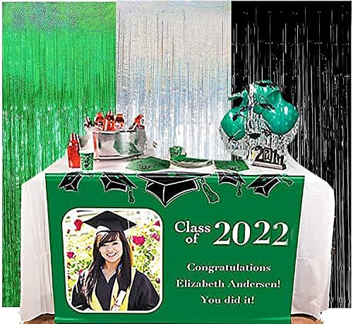 Zöld Érettségi Party Dekoráció 2023/Zöld Fekete Ballagás Dekoráció/Fólia béren kívüli Függöny Hátteret