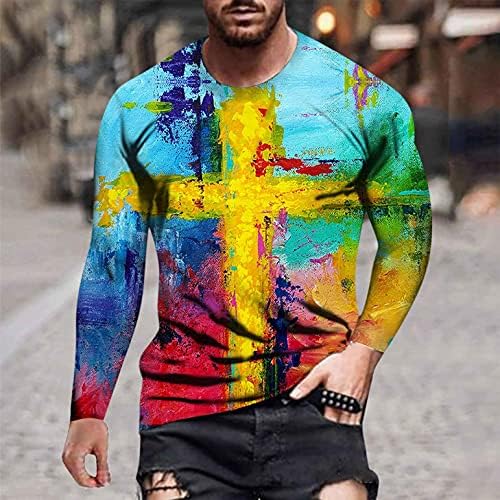 XXBR Hosszú Ujjú T-shirt Mens, Tavaszi 3D Utca Keresztény Hit Jézus Kereszt Nyomtatás Edzés Sportos Graphic