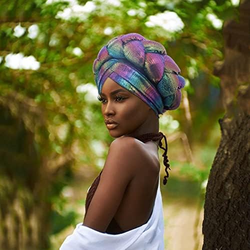 Woeoe Nők Afrikai Turbánt Rózsa Vörös Fonat Beanie Sapka, Sapkák Előre Megkötött Rugalmas Sodrott Fejét