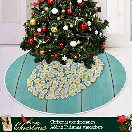 Oarencol Százszorszép Virágok Szív Teal Fából készült karácsonyfa Szoknya 36 hüvelyk Karácsonyi Ünnepi