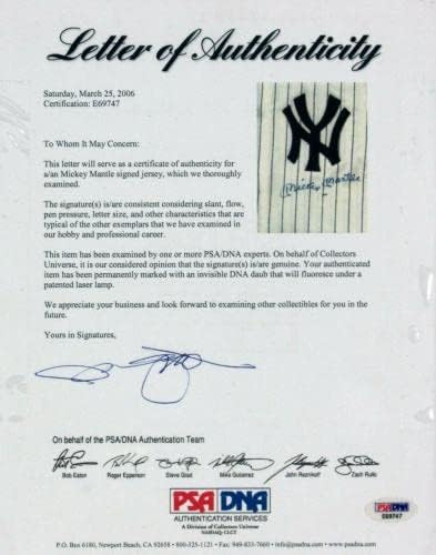 Mickey Mantle Aláírt 1951-Ben New York Yankees Újonc Játék Modell Jersey PSA DNS-COA - Dedikált MLB Mezek