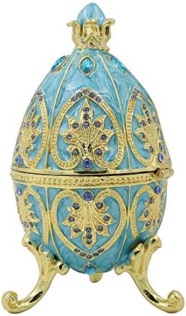 Hophen Húsvéti Fabergé Tojás Csecsebecsét Doboz, Kézzel Festett, Dekoratív Kristály Csuklós Ékszer Gyűrű