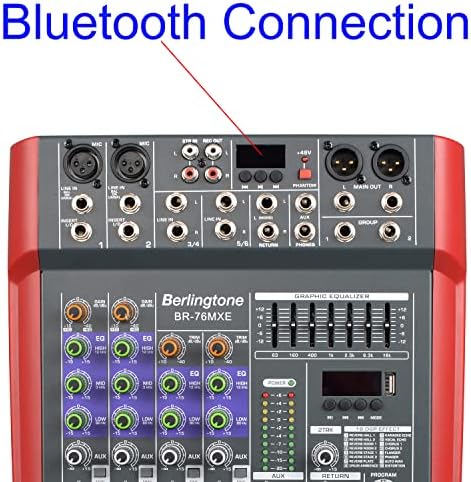 Berlingtone BR-76MX, Szakmai 6 - Csatorna Bluetooth Stúdió Audio Keverő - DJ Hang, Vezérlő, USB Drive,