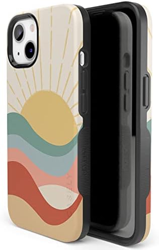 Casely iPhone 14 Eset | Itt Jön A Nap, | Aranyos Colorblock Naplemente Esetben (| Kompatibilis MagSafe)
