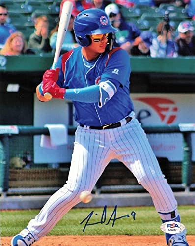 Miguel Amaya aláírt 8x10 fotó PSA/DNS-Chicago Cubs Aláírt - Dedikált MLB Fotók