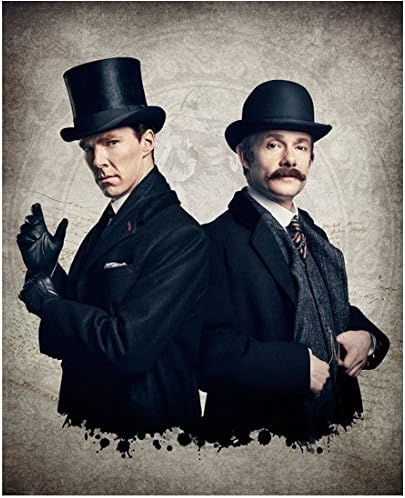 Sherlock Fotó 8 inch x 10 inch FÉNYKÉP Benedict Cumberbatch Kalap & Martin Freeman keménykalapos Ködös