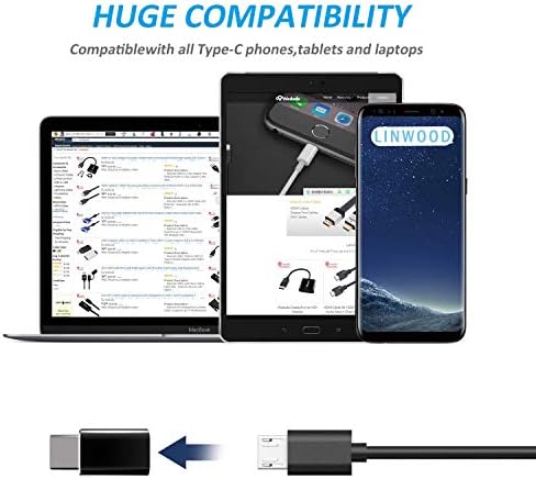 USB-C Típusú Adapter, Linwood USB-C a Férfi-Micro USB-Női Csatlakozó Átalakítani a Samsung Galaxy Plus