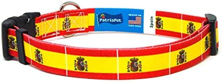 Spanyolország Nyakörv | Spanyolország Zászló | gyorskioldó Csattal | Made in NJ, USA | Közepes testű Kutyák