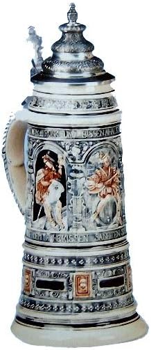 KIRÁLY német Sör Stein Diana istennő, a vadászat Giantstein, replika-től 1885-ös év 2 liter kupa, sörös