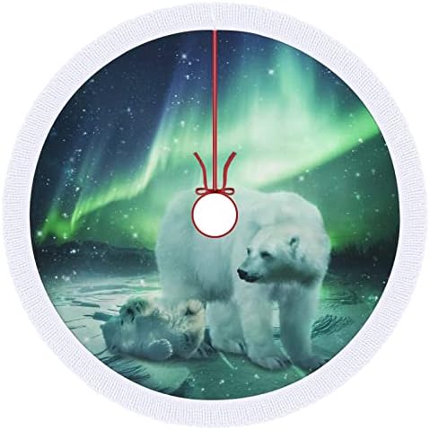 Északi Fény jegesmedve Nyomtatás karácsonyfa Szoknya Tassel Merry Christmas Party Alatt karácsonyfa