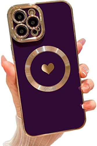 MGQILING Kompatibilis az iPhone 12 Pro Max Mágneses Esetben-6.7 Es, Luxus Szerelmes Szív Mintás Borítás