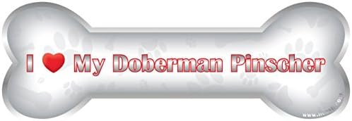 iLeesh Szeretem A Dobermann Pinscher Csont Autó Mágnes, Fényvisszaverő Chrome
