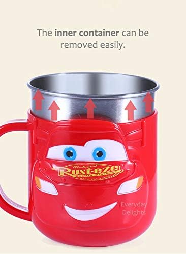 Mindennapi Örömök Villám McQueen Piros Rozsdamentes Acél Szigetelt 3D-s Csésze Fedő, 250ml