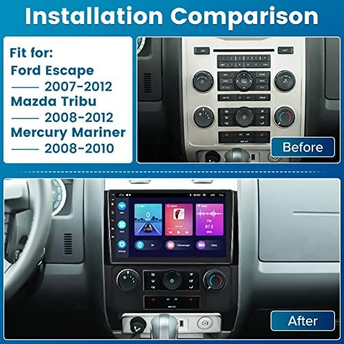 a 07-12 Ford Escape/08-12 Mazda Tribu/08-10 Mercury Mariner Rádió, 9 - es érintőképernyő Android 11 CarPlay